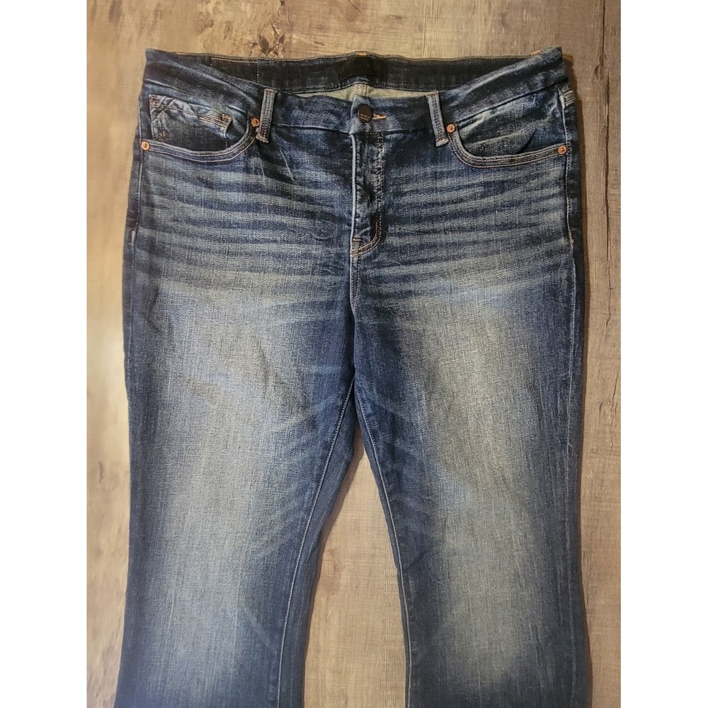 Buckle Black Fit No. 53 Womens 34x34 12" Flare Blue Denim Jeans‎ Whiskering EUC
